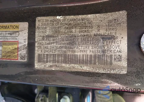 2024 Honda Civic Sport from USA, damaged, VIN 2HGFE2F56RH511166